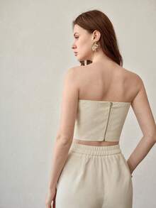 MOTF PREMIUM STEREO FLORAL DETAIL FRINGE TUBE TOP - Apricot - View 3