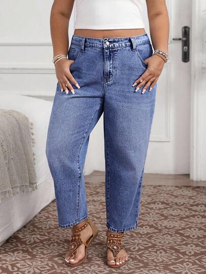 EMERY ROSE Plus Size Plain Simple Casual Jeans