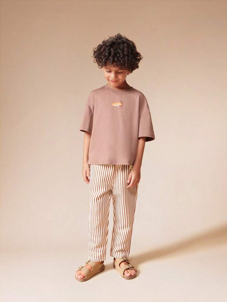Oversized Racing Tee With Stripe Pants Set