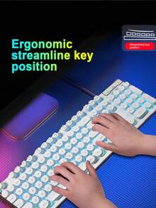 Teckwe Retro-Punk Circular Keycap Mechanical Keyboard High-End Desktop Ornament Dual-Purpose Wired Keyboard For Office And Gaming - Multicolor - View 1