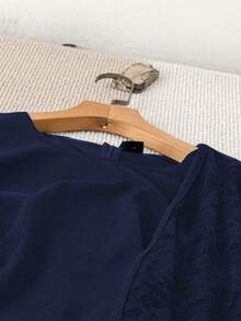 GlowEve CURVE Stylish Navy Blue Knitted Two Piece Set For Women Elegant Regular Sleeve Jacket And Bodycon Skirt With Plant Pattern - Navy Blue - View 5