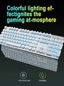 Teckwe Retro-Punk Circular Keycap Mechanical Keyboard High-End Desktop Ornament Dual-Purpose Wired Keyboard For Office And Gaming - Multicolor - View 2