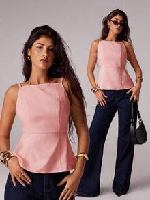 Avantive 春夏女装浪漫/舞会/正式/生日/90年代复古上衣/商务休闲/优雅/西式/外出/时尚/休闲/千禧年/夜店/办公室/鸡尾酒会/复古/紧身/锐舞节/趣味/优雅/老钱/街头风/度假/乡村音乐会/工作/端庄/春假/单身派对/演唱会/酷炫/基础款/毕业/A字裙/短款/无袖/抹胸/黄色上衣 - 粉色 - 查看 4