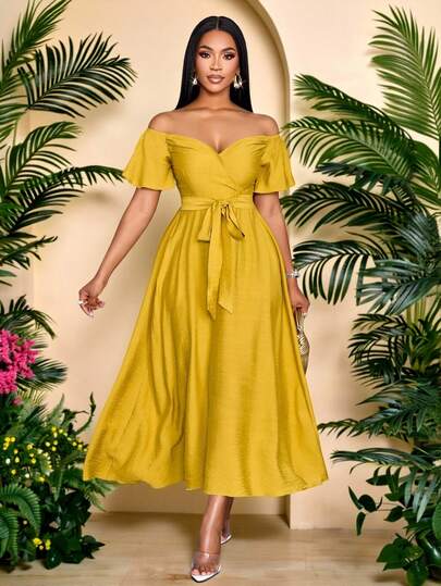 SOLERSUN Vestido elegante de resort para mujer con escote y ajuste ceñido, apto para vacaciones, vida diaria y citas