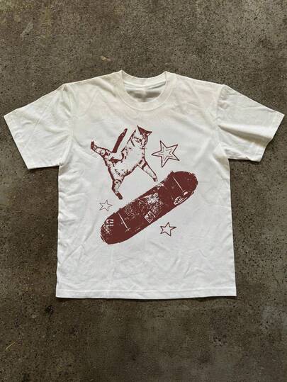 Glimmora Women's Minimalist Printed Round Neck Short Sleeve T-Shirt