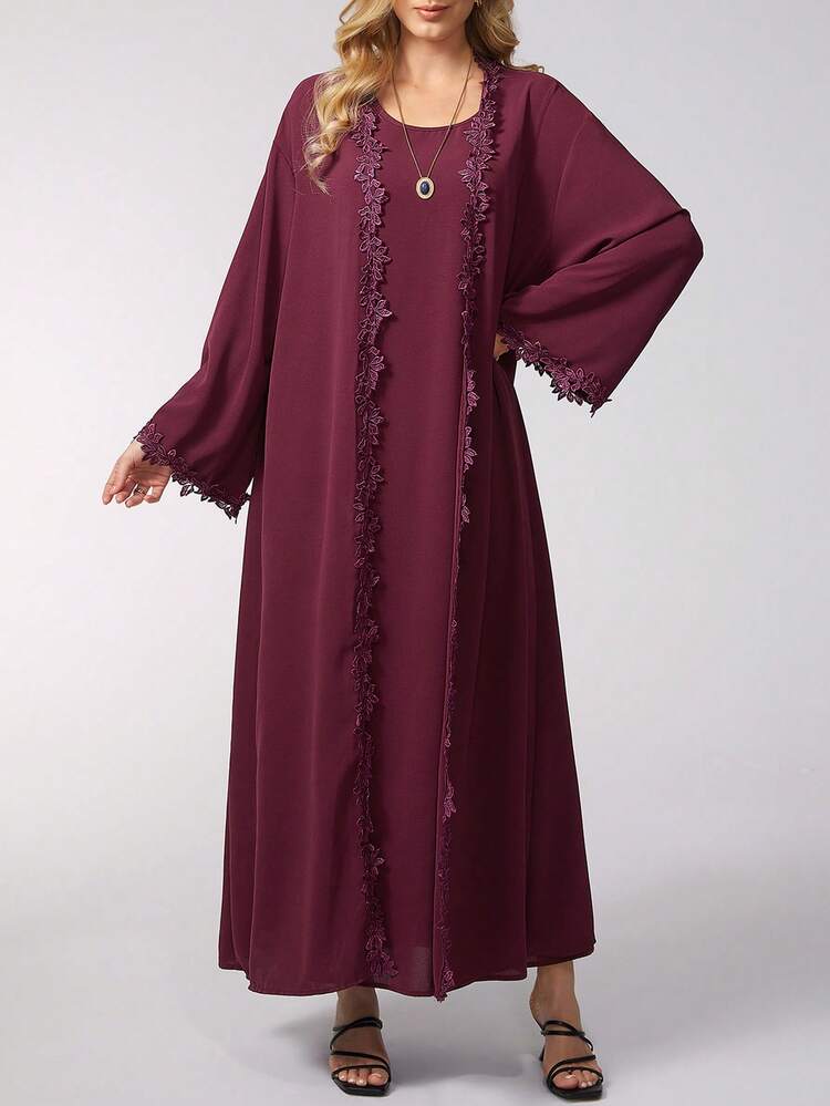 Parysyn مجموعة قطعتين كاجوال وأنيقة كبيرة الحجم للنساء - أحمر بنفسجي - مشاهدة 4