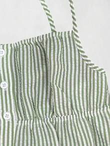 Sweetra Bộ đồ hai mảnh kẻ sọc tối giản dành cho nữ, thích hợp cho các buổi đi chơi mùa xuân/hè, màu hồng. - màu xanh lá - Xem 5