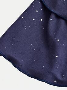 SHEIN 少女裙装 - 瑜伽、打底裤、休闲、运动、上学、返校、黑色衬裙双层荷叶边蛋糕裙迷你裙、春夏、清爽、基础款、日常、百搭、夏季运动时尚、返校季、校服 - 藏蓝色 - 查看 5