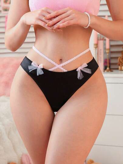 PetitDoll Women's Lace Patchwork Sexy Panties, Sweet Style For Valentine's Day