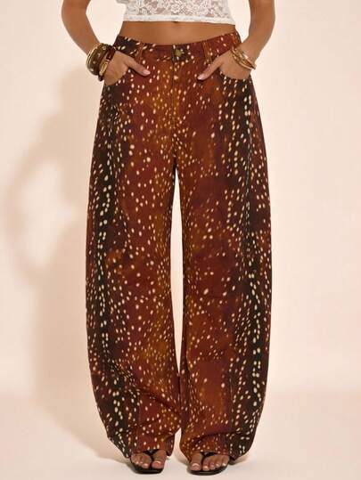 SHEIN BAE Quần jeans nữ dáng rộng thoải mái có túi