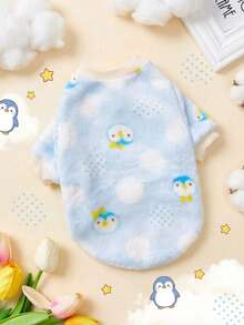PETSIN 1 Pc Flannel Pet With Penguin Print, Light Blue - Multicolor - View 5