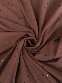 Firerie Elegant Coffee Brown Plus Size Maxi Dress For Women With Ruched Round Neck And Long Sleeves Knitted A-Line Wrap Hem - Coffee Brown - View 9