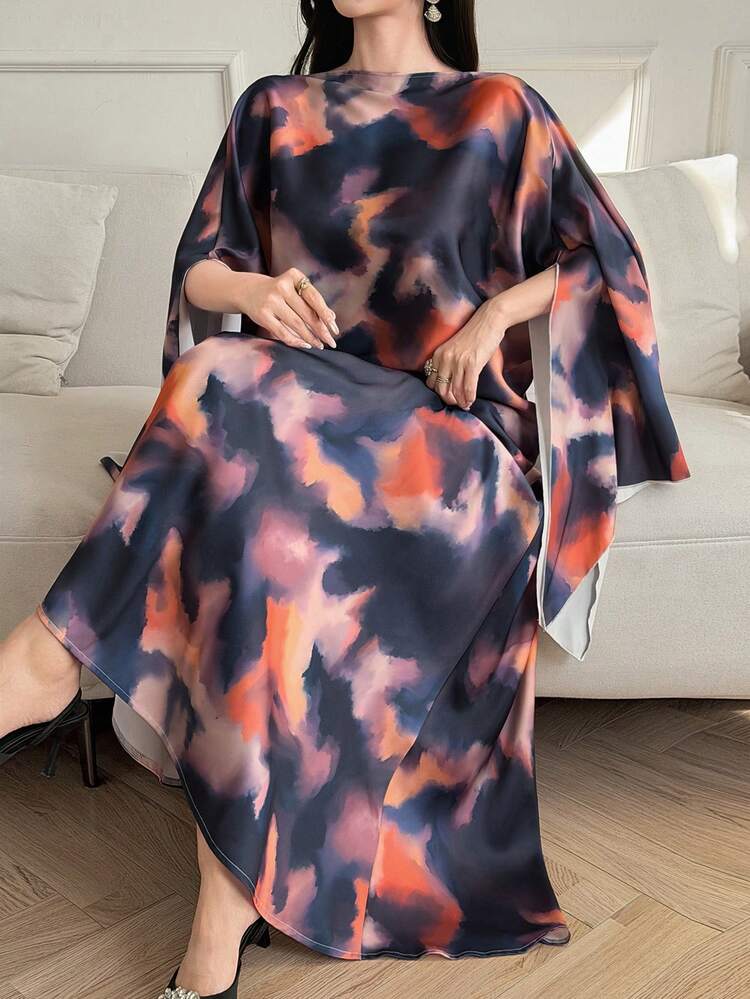 Women's Printed Shawl Top And Long Skirt Elegant 2 Pieces Set