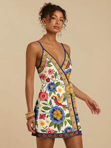 Travachic Đầm mini nữ dáng rộng buộc dây, phong cách bohemian retro tối giản, họa tiết cây nhiệt đới, vẹt và cây cọ, hoàn hảo cho mùa xuân/hè, lễ hội miền Tây, phong cách vintage đảo quốc, kỳ nghỉ ven biển, không gian lãng mạn, kỳ nghỉ xuân, vẻ ngoài nhẹ nhàng/thanh lịch, du thuyền biển, lễ hội âm nhạc, buổi hòa nhạc, khách dự đám cưới, chuyến đi thành phố, kỳ nghỉ hoặc trang phục mùa xuân-thu thanh lịch. - trắng - Xem 6