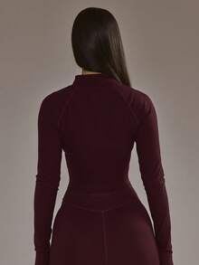 Musera Sport 短款拉链式BBL夹克（仅限板式网球冬季运动服，适合运动健身锻炼） - 酒紅色 - 查看 4