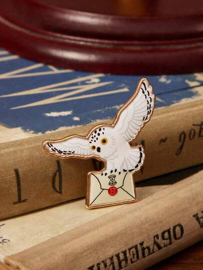 HARRY POTTER X SHEIN 1pc Zinc Alloy Cartoon Owl Pattern Brooch, Luxurious Niche Design, Simple & Elegant, Suitable For Party, Concert, Festival