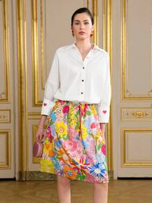 SURIMA Women's Colorful Print, Chiffon Fabric Pleated Effect, Placement Print, Print Skirt - Pink - View 7