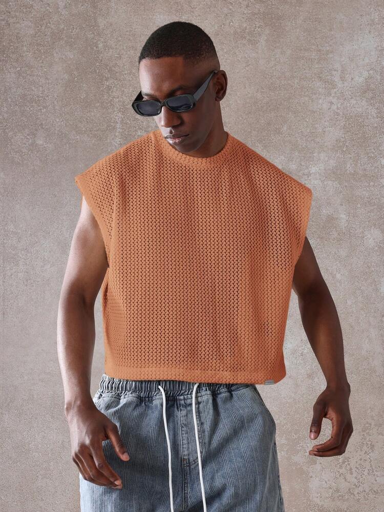 Top corto de punto de crochet