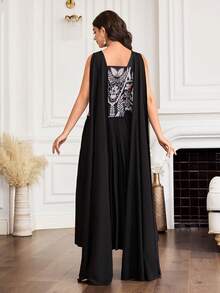 Al Najma New Design Patchwork Pleated Cinched Waist Romantic Elegant Luxury Party Dress - Multicolor - View 7