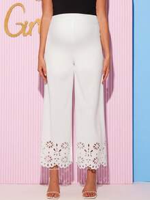 Loomaby Quần bầu trơn màu, eo điều chỉnh được, thiết kế khoét lỗ, dáng suông, thanh lịch, thích hợp cho kỳ nghỉ xuân. - trắng - Xem 4