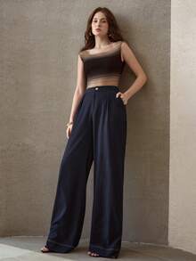 MOTF PREMIUM WOMEN'S ORGANZA CONTRAST COLOR SEE-THROUGH TOP - Black - View 5