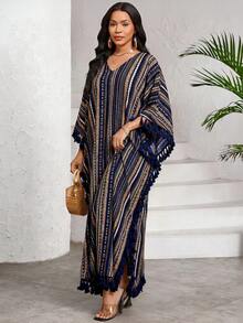 SHEIN Lady Đầm cỡ lớn in họa tiết nhiều màu sắc, đầm thời trang thường ngày cho các buổi đi chơi mùa xuân và mùa hè. - Nhiều màu - Xem 6