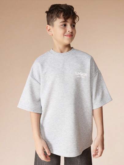 SUMWON Boys Relaxed Fit Short Sleeve Crew Neck T-Shirt With Print Casual Comfort Everyday Tee