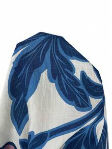 Easowa 收腰A字无袖吊带连衣裙，椰树花卉印花，休闲优雅迷你连衣裙，适合春夏穿着 - 彩色 - 查看 7