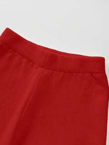 Franclia 2件套 女士休闲宽松运动风韩版可爱百搭阔腿裤毛衣套装，秋冬季 - 紅木色 - 查看 3