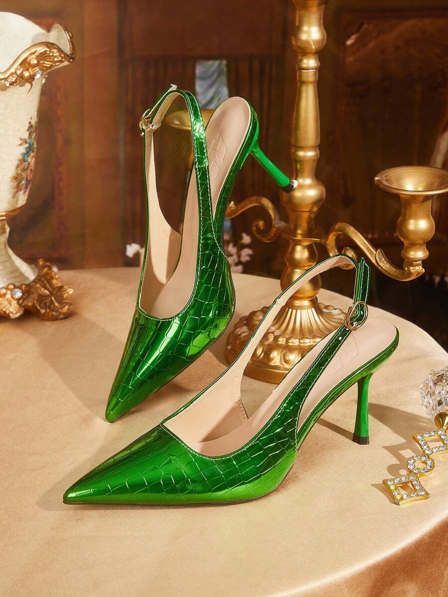 CUCCOO TILAWA 2026夏季新款优雅女士时尚纯色猫跟尖头高跟鞋，配蝴蝶结踝带，适合休闲、约会、派对等场合穿着。 - 綠色 - 查看 1