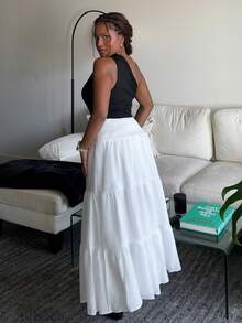 Tyla Gomez 净色荷叶边下摆半身裙 - 白色 - 查看 6