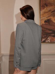 NOVVYNE Plaid Long Sleeve Commuter Elegant Women Thin Blazer - Multicolor - View 2