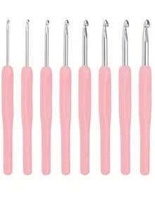 SHEIN 8 件套铝制钩针，现代双色钩针，DIY 适用 - 粉色 - 查看 6