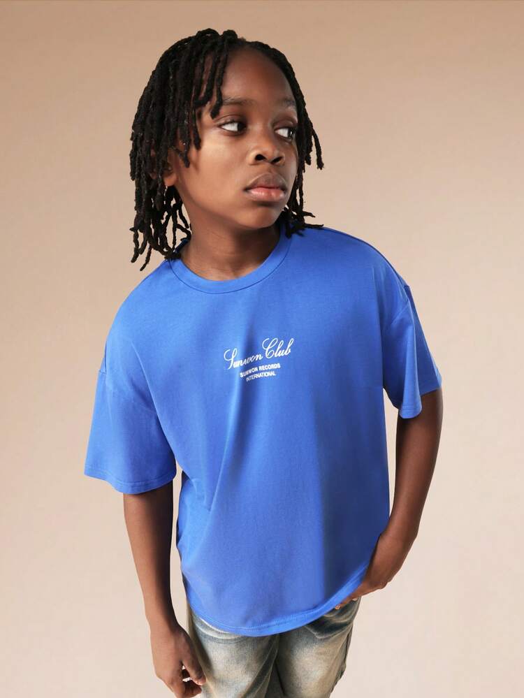 Script Print Short Sleeve Crew Neck T-Shirt