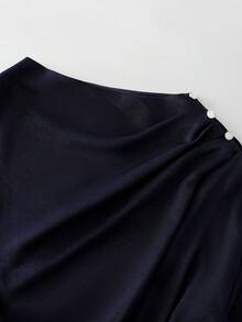Chiquease Damen Minimalistische elegante Maxikleid mit Taillenschwung - Königsblau - Übersicht 5