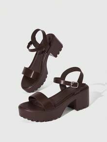 HighSole 女士时尚黑色高跟凉鞋，适合夏季毕业典礼、舞会、度假等各种场合，包括夏季、圣诞节、秋季、新年等节日。 - 咖啡棕羊紋 - 查看 3
