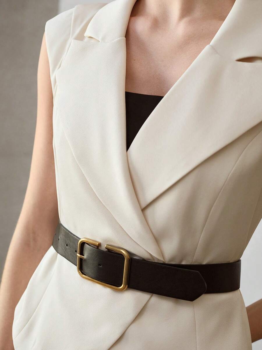 MOTF PREMIUM 女士裹身腰带西装外套，通勤必备 - 米色 - 查看 2