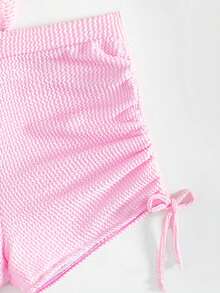 Zestiva Summer Beach Ladies' Front Tie Detail & Drawstring Bikini Set - Pink - View 4