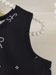 SHEIN 1pc Young Girl Summer New Butterfly Print Sleeveless A-Line Hem Ruffle French Style Elegant Princess Dress, Fashionable & Graceful For Commuting - Black - View 4