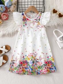 SHEIN Váy cho bé gái - trắng - Xem 9