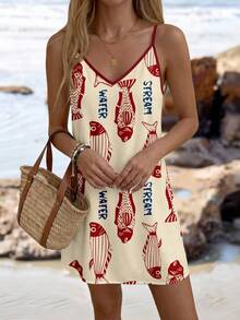 Sylviya Vestido mini casual estampado para mujer, adecuado para otoño/invierno - Multicolor - Ver 3