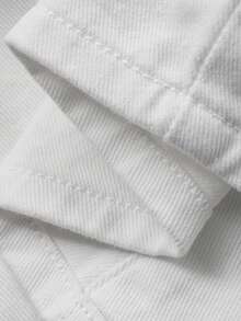 DAZY 少女单排扣短袖开衫搭配牛仔裙休闲装 - 白色 - 查看 8