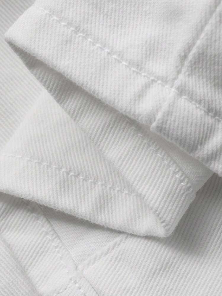 Tween Girl Collared Single-Breasted Short Sleeve Cardigan And Denim Skirt Casual Outfit