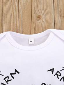 SHEIN Baby Boy Slogan Graphic Bodysuit - White - View 5