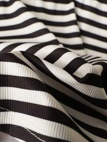 GlowEve Women Striped Fabric 3D Flower Bow Ribbon Tank Top,Summer - Black and White - View 3