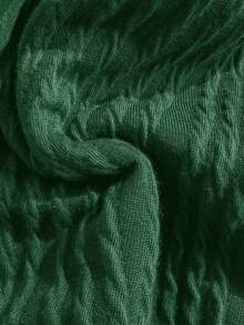 Soleia Women's Olive Green Knitted Jacquard Textured V-Neck Backless Halter One Piece Swimsuit, Beach Vacation - Dark Green - View 7