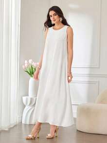 SHEIN Najma 优雅复古定制浪漫蕾丝拼接宽松两件套女装 - 白色 - 查看 5