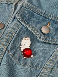 HARRY POTTER X SHEIN 1枚锌合金卡通动物印花胸针，简约优雅，适合派对、音乐会、节日等场合。 - 金色 - 查看 2