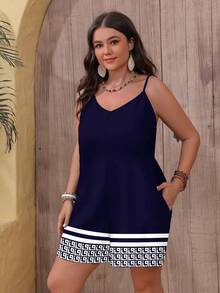 EMERY ROSE Plus Size Casual Jumpsuit, Suitable For Summer - Multicolor - View 4