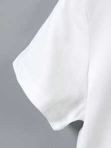 男童夏季针织套装（两件套），军绿色短袖T恤和短裤，白色大字母印花，休闲时尚，适合休闲、运动和日常穿着。 - 軍綠色 - 查看 5